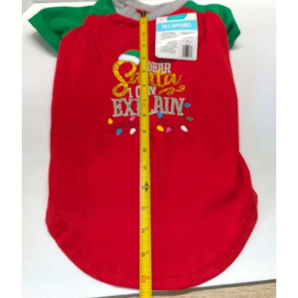 Dog Christmas Costume Red Shirt Size Large Dear Santa I Can Explain NWT